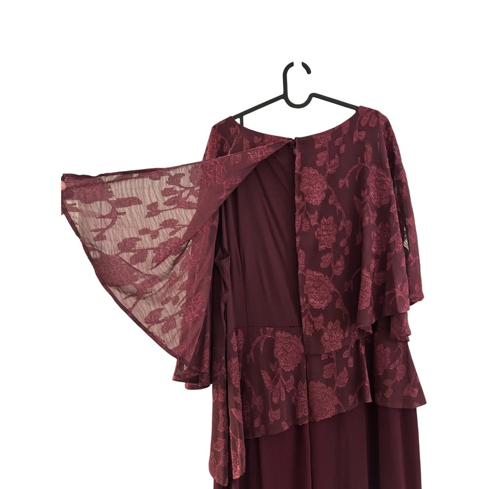 R&M Richards Premium Formal Jumpsuit Womens 18W Wine NWT Floral Lace Overlay - Picture 4 of 16